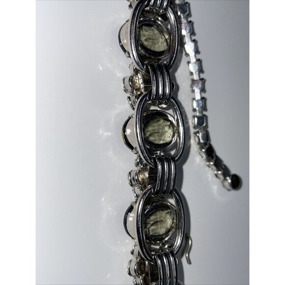 Juliana D&E CLEAR & SMOKY RHINESTONE 5 LINK NECKLACE Chunky Collar Vintage AL4.2 - Picture 15 of 16